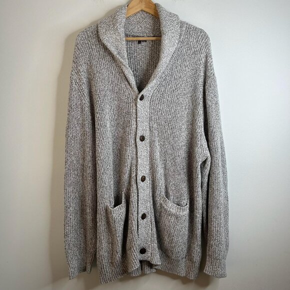 Quince Sweater Mens 2XL Gray Shawl Collar Cardigan Organic Cotton Button Front - Picture 1 of 9